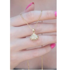 316L Çelik Gold Renk Açılır Midye Model Kadın Kolye - TJ-BKO7390