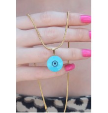316L Çelik Gold Renk Nazar Boncuk Model Kadın Kolye - TJ-BKO7391