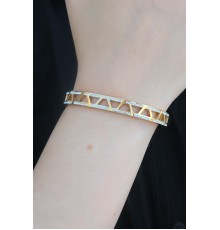 316L Çelik Gold Renk Zirkon Taş İşlemeli Kadın Kelepçe - TJ-BB5291