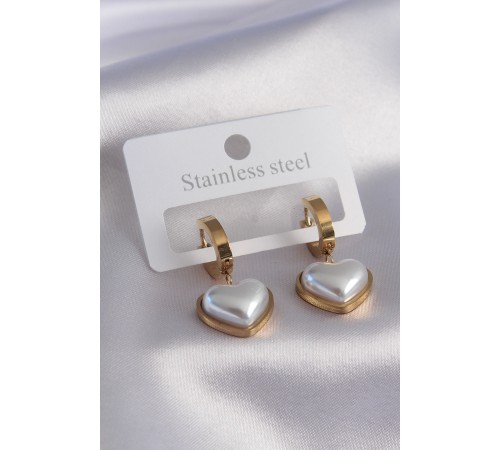 316L Çelik Gold Renk Kalp Model Kadın Küpe - TJ-BKP7458