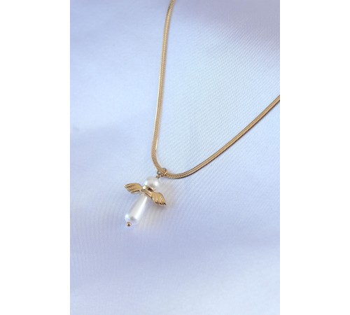 316L Çelik Gold Renk İtalyan Zincir Model Piyon Figür Kadın Kolye - TJ-BKO7427