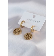 316L Çelik Gold Renk Kalp Model İşleme Detay Kadın Küpe - TJ-BKP7477