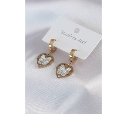 316L Çelik Gold Renk Model Zirkon Taş Detay Kadın Küpe - TJ-BKP7482