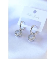 Gümüş Renk Zirkon Taşlı Pirinç Kadın Küpe - TJ-BKP7504