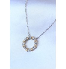 316L Çelik Gümüş Renk Zirkon Taşlı Gold Detay Xoxo Kadın Kolye - TJ-BKO7459