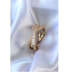 Gold Renk Zirkon Taşlı Pirinç Kadın Yüzük - TJ-BYK2719