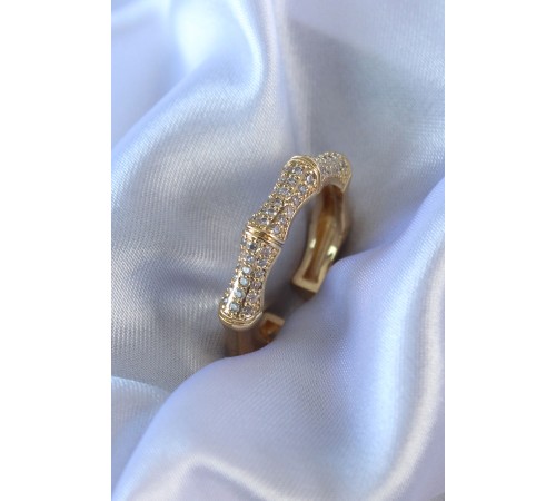 Gold Renk Zirkon Taşlı Pirinç Kadın Yüzük - TJ-BYK2722