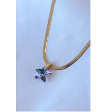 316L Çelik Gold Renk İtalyan Zincir Model Kristal Deniz Yıldız Model Kadın Kolye - TJ-BKO7492