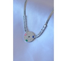 316L Çelik Gümüş Zirkon Taşlı İtalyan Zincir Burç İşeleme Madalyon Kadın Kolye - TJ-BKO7520