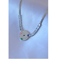 316L Çelik Gümüş Zirkon Taşlı İtalyan Zincir Burç İşeleme Madalyon Kadın Kolye - TJ-BKO7520