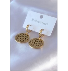 316L Çelik Gold Renk Lotus Model Kadın Küpe - TJ-BKP7680