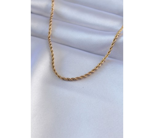 316L Çelik Gold Renk Burgu Model 45 cm Kadın Kolye - TJ-BKO7586