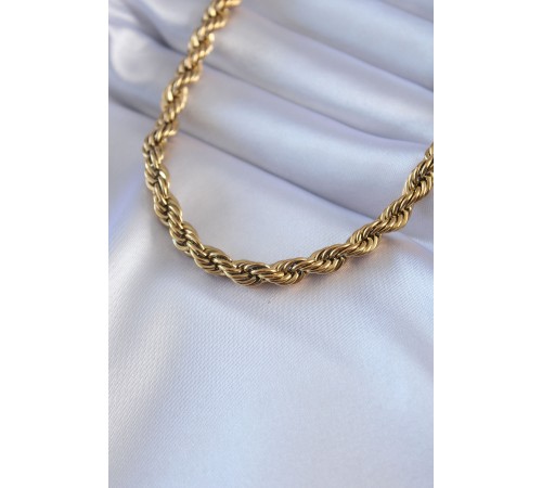 316L Çelik Gold Renk Burgu Model 45 cm Kadın Kolye - TJ-BKO7589