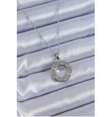 316L Çelik Gümüş Renk Zirkon Taşlı Model Kadın Kolye - TJ-BKO7620