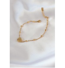 316L Çelik Gold Renk Kalp Model Minimal Top Detay Kadın Bileklik - TJ-BB5434