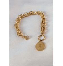 316L Çelik Gold Renk 2'li Zincir Model Altınlı Kadın Bileklik - TJ-BB5452