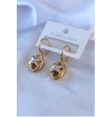 316L Çelik Gold Renk Zirkon Taş Detay Kadın Küpe - TJ-BKP7765