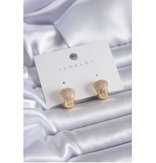 Gold Renk Zirkon Taşlı Pirinç Kadın Küpe - TJ-BKP7840