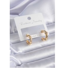 Gold Renk Zirkon Taş Detay Halka Model Pirinç Kadın Küpe - TJ-BKP7855