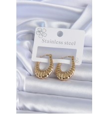 316L Çelik Gold Renk İşlemeli Halka Model Kadın Küpe - TJ-BKP7890