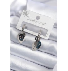 316L Çelik Gümüş Renk Sallantı Kuru Kafa Model Kadın Küpe - TJ-BKP7922