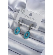 316L Çelik Gümüş Renk Oval Mavi Taşlı Yılan Figür Kadın Küpe - TJ-BKP7940