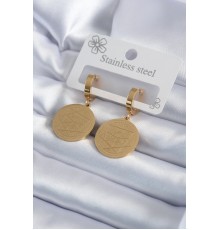 316L Çelik Gold Renk Pentagram Yıldızı İşleme Model Kadın Küpe - TJ-BKP7992