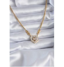 316L Çelik Gold Renk Zirkon Taşlı Kalp Model Sonsuzluk Detay Kadın Kolye - TJ-BKO7789