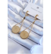 316L Çelik Gold Renk Çyrek Model Kadın Küpe - TJ-BKP8017