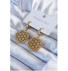 316L Çelik Gold Renk Lotus Model Kadın Küpe - TJ-BKP8026
