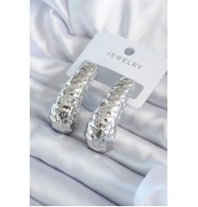 Gümüş Renk İşleme Detay Pirinç Kadın Küpe - TJ-BKP8060