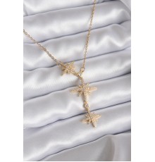 316L Çelik Zincir Gold Renk Zirkon Taşlı Kutup Yıldızı Model Kadın Kolye - TJ-BKO7814
