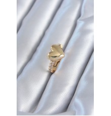 Gold Renk Pirinç Zirkon Taşlı Kalp Model Kadın Yüzük - TJ-BYK2819
