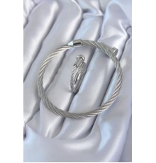 316L Çelik Gümüş Renk Sarmal Model Erkek Bileklik Yüzük Kombini - TJ-EB3599