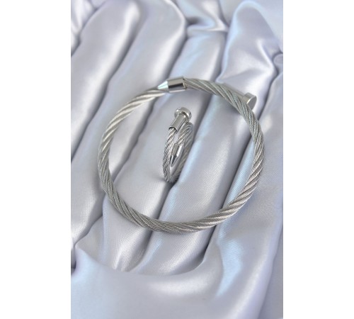 316L Çelik Gümüş Renk Sarmal Model Erkek Bileklik Yüzük Kombini - TJ-EB3599