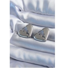 Gümüş Renk Kırık Kalp Model Pirinç Kadın Küpe - TJ-BKP8083