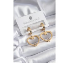 316L Çelik Gold Renk Kalp Model Zirkon Taş Detay Kadın Küpe - TJ-BKP8120