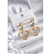 316L Çelik Gold Renk Kalp Model Zirkon Taş Detay Kadın Küpe - TJ-BKP8120