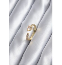 Gold Renk Zirkon Taşlı Kalp Model Kadın Yüzük - TJ-BYK2836