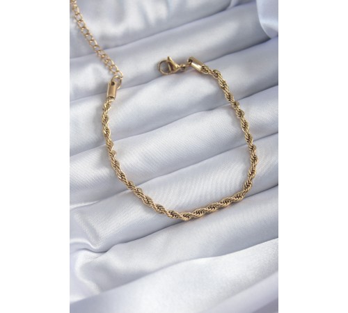 316L Çelik Gold Renk Burgu Zincir Model Kadın Bileklik - TJ-BB5667
