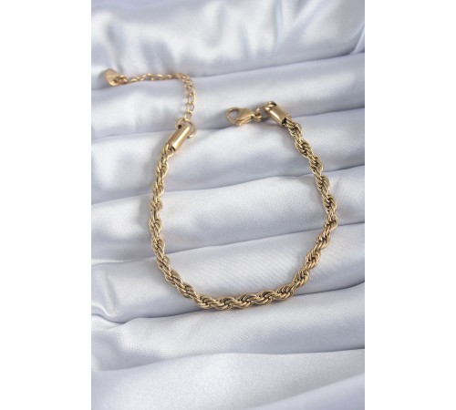 316L Çelik Gold Renk Burgu Model Kadın Bileklik - TJ-BB5666