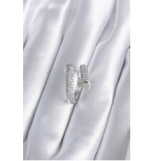 Pirinç Gümüş Renk Zirkon Taşlı Çivi Model Kadın Yüzük - TJ-BYK2877