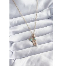 316L Çelik Zincir Gold Karışık Renk Zirkon Taşlı Figür İnci Kadın Kolye - TJ-BKO8048