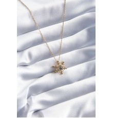 316L Çelik Gold Renk Zirkon Taşlı Kar Tanesi Projeksiyon Model Kadın Kolye - TJ-BKO8072