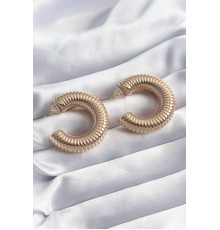 Pirinç Gold Renk İşleme Detay Halka Model Kadın Küpe - TJ-BKP8244