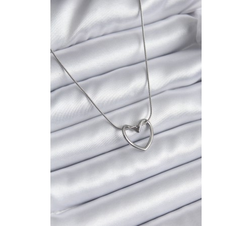 316L Çelik Gümüş Renk Kalp Model Kadın Kolye - TJ-BKO8118