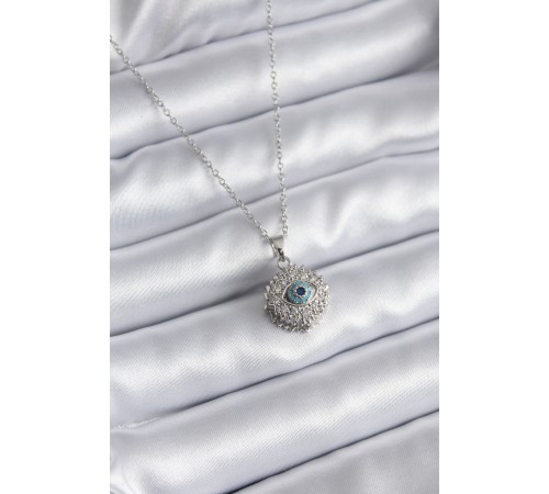 316L Çelik Gold Renk Zirkon Taşlı Göz Model Kadın Kolye - TJ-BKO8169