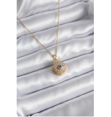 316L Çelik Gold Renk Zirkon Taşlı Göz Model Kadın Kolye - TJ-BKO8170