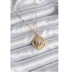 316L Çelik Gold Renk Zirkon Taşlı Model Kadın Kolye - TJ-BKO8178