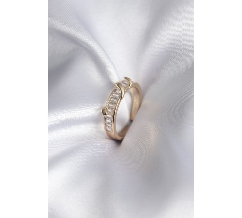 Pirinç Gold Renk Su Yolu Zirkon Taşlı Model Kadın Yüzük - TJ-BYK2915